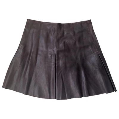 Pre-owned Allsaints Leather Mini Skirt In Burgundy