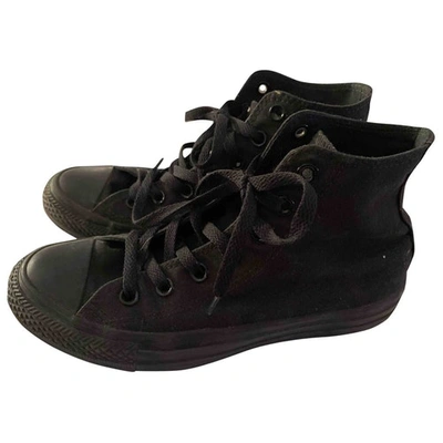 Pre-owned Converse Cloth Trainers In Black