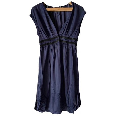 Pre-owned Trussardi Silk Mini Dress In Navy