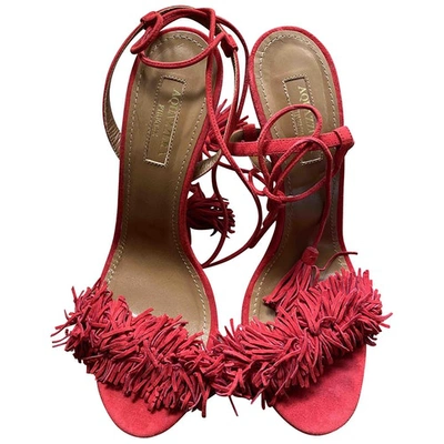 Pre-owned Aquazzura Wild Thing Red Suede Sandals