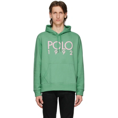 Polo Ralph Lauren Green Fleece Logo Hoodie In Pistachio