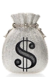 Judith Leiber Money Bags Crystal Embellished Clutch In Silver