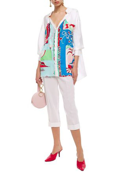 Emilio Pucci Embellished Printed Silk-twill Shirt In White