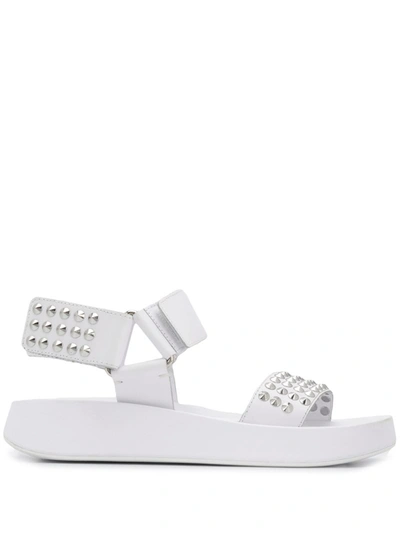 Ash Volcano Leather Sandals In White
