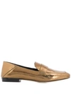 Michael Michael Kors Metallic Cracked-leather Loafers In Gold
