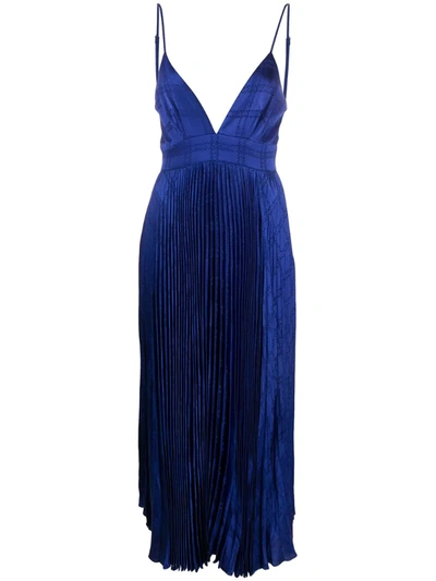 Federica Tosi Pleated V-neck Dress In Electric Blue
