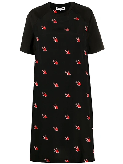 Mcq By Alexander Mcqueen Knee-length Dress With Swallow Print In Black