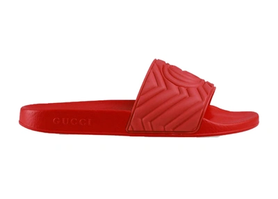 Pre-owned Gucci  Matelasse Slide Red