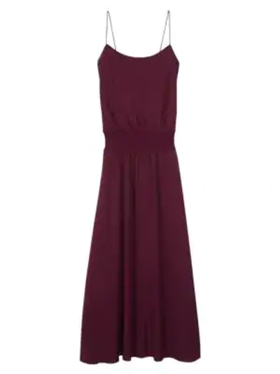 Theory Silk Midi Dress In Bordeaux