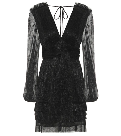 Rebecca Vallance Luna Plissé-pleated Minidress In Black