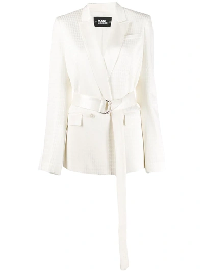 Karl Lagerfeld Cameo Belted Blazer In White