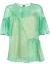 Stella Mccartney Circle Star Flounce Blouse In Green