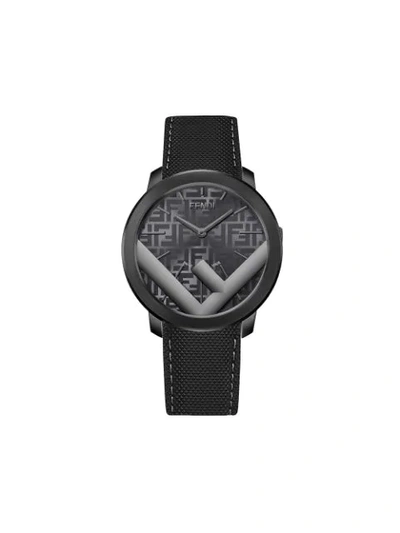 Fendi Run Away Woven Strap Watch, 41mm In Ip Gun/leather