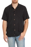 Tommy Bahama Al Fresco Tropics Classic Fit Short Sleeve Silk Button-up Shirt In Black