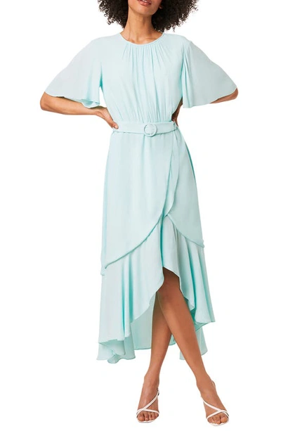 French Connection Emina Belted High/low Midi Dress In Glass Mint