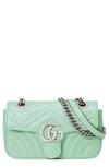 Gucci Mini Gg 2.0 Matelasse Leather Shoulder Bag In Water Green