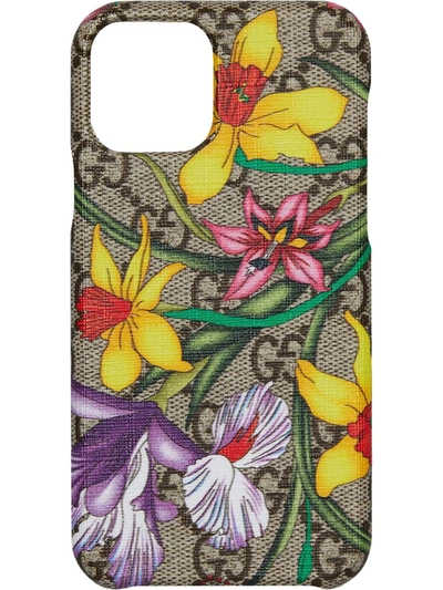 Gucci Ophidia Floral Gg Supreme Iphone 11 Case In Beige