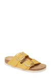 Birkenstock Yellow Sandal With Double Buckle In Ochre Nubuck Leather