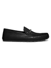 Coach Men's Collapsible Heel Leather Chain Driver Loafers In Charcoal/black