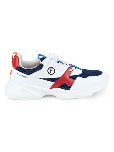 French Connection Antoine Mix Media Leather Colorblock Chunky Sneakers In Navy White