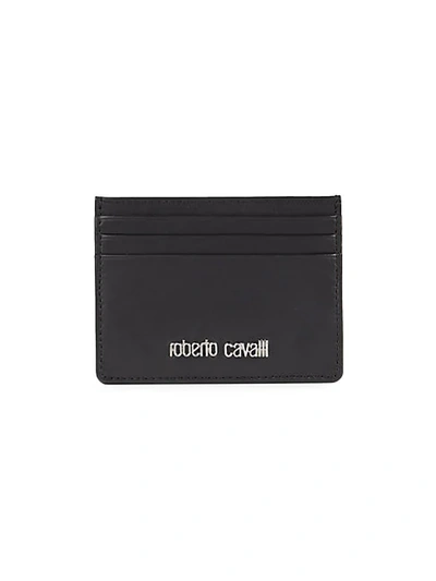 Roberto Cavalli Leather Card Case In Black