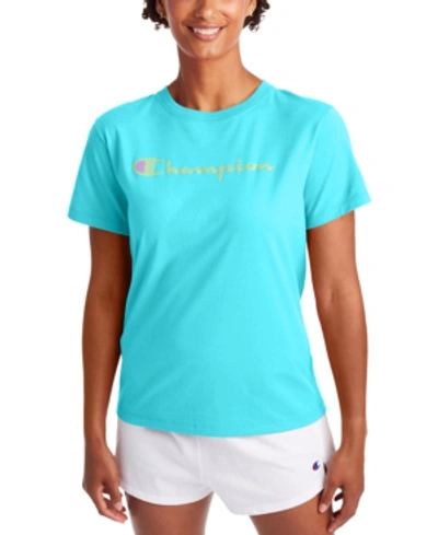 Champion Women's Classic Logo T-shirt In Blue Horizon