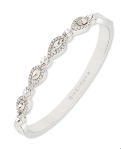 Givenchy Silver-tone Crystal Navette Bangle Bracelet