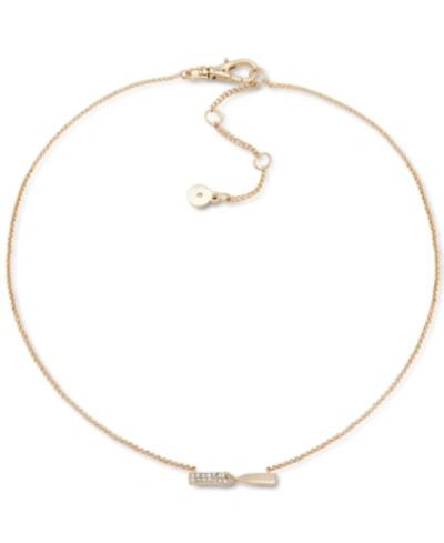 Dkny Gold-tone Pave Paper Clip Collar Necklace, 16" + 3" Extender