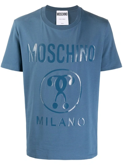 Moschino Lucid Logo Print Cotton T-shirt In Blue