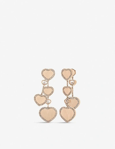 Chopard X 007 Happy Hearts Golden Hearts 18ct Rose-gold And 0.31ct Diamond Earrings In 18k Rose Gold