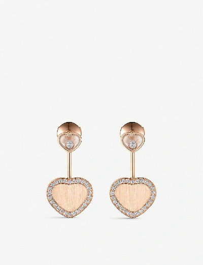 Chopard X 007 Happy Hearts Golden Hearts 18ct Rose-gold And 0.31ct Diamond Earrings In 18k Rose Gold