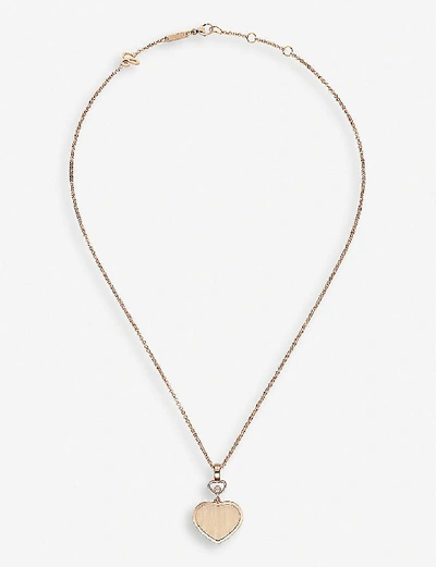 Chopard X 007 Happy Hearts Golden Hearts 18ct Rose-gold And 0.05ct White-diamond Pendant Necklace In 18k Rose Gold