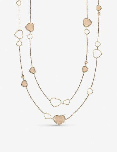 Chopard X 007 Happy Hearts Golden Hearts 18ct Rose-gold And 1.21ct White-diamond Sautoir Necklace In 18k Rose Gold