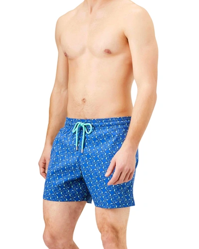 Vilebrequin Men's Moorise Geo-print Swim Trunks In Blue Batik