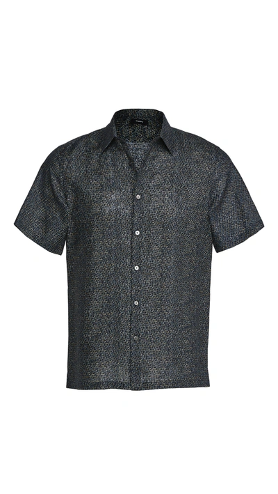 Theory Men's Irving Standard-fit Short-sleeve Spur Linen Shirt In Air Force Multi