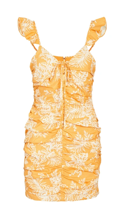 Minkpink Sunset Dreams Mini Dress In Marigold/off White
