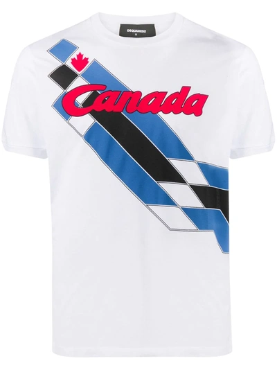 Dsquared2 Canada Graphic Cotton T-shirt In White