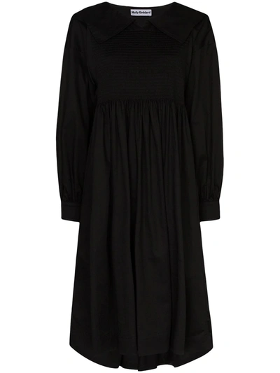 Molly Goddard Black Greta Shirred Cotton Dress