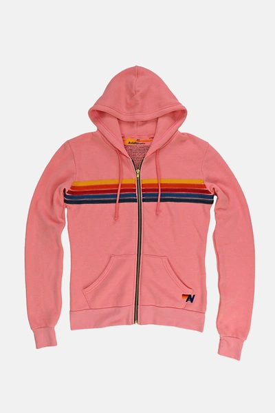 Aviator Nation Rainbow Stripe Hoodie In Blush