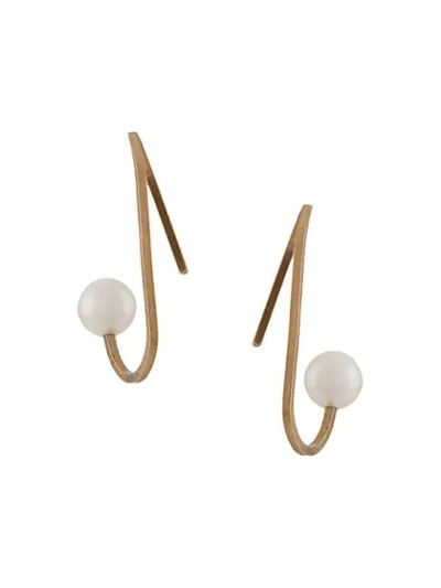 Hsu Jewellery Curved Line Peal Earrings In Gold