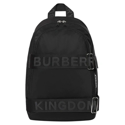 Pre-owned Burberry Black Nylon And Leather Large Logo Backpack