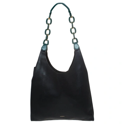Pre-owned Burberry Black/green Leather Shopper Hobo