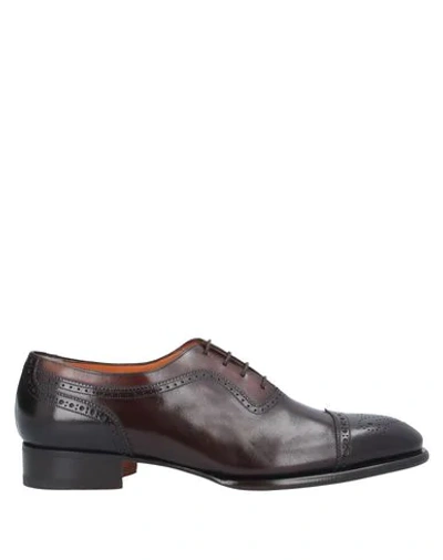 Santoni Lace-up Shoes In Dark Brown