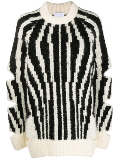 Burberry Zebra Print Cut-out Sweater In Black
