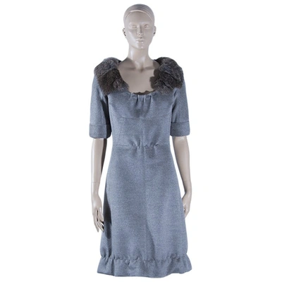 Pre-owned Louis Vuitton Wool Mid-length Dress In Grey