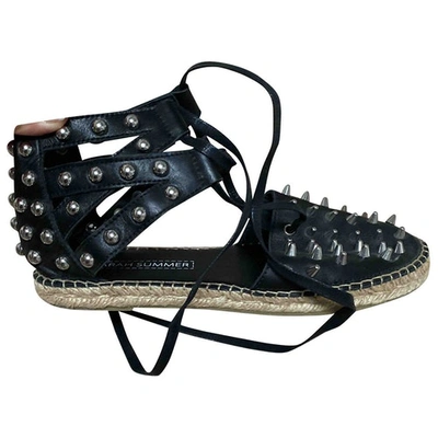 Pre-owned Sarah Summer Leather Espadrilles In Black