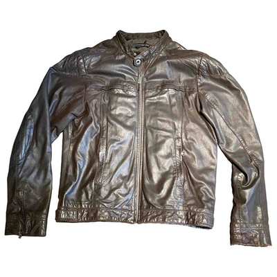 Pre-owned Calvin Klein Collection Leather Jacket In Brown