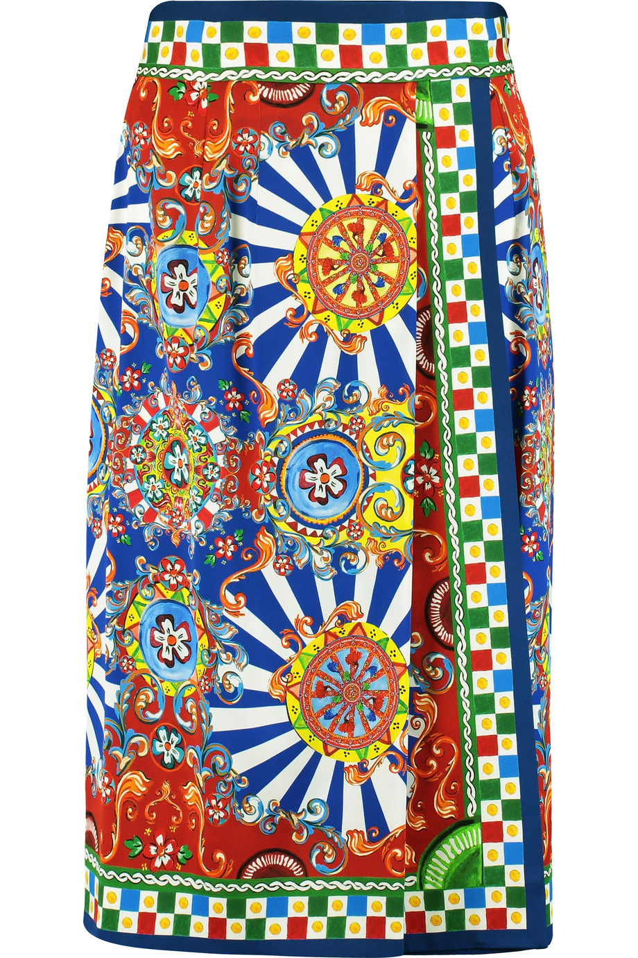 Dolce & Gabbana Printed Stretch-silk Wrap Skirt | ModeSens