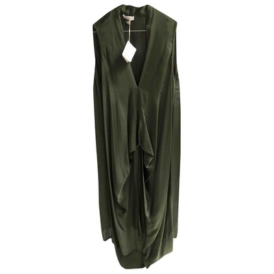 Pre-owned Brunello Cucinelli Silk Mid-length Dress In Green