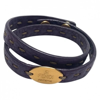 Pre-owned Fendi Leather Bracelet In Purple